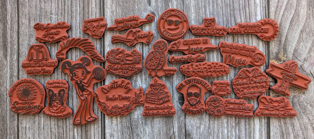 A bunch of custom rubber stamps