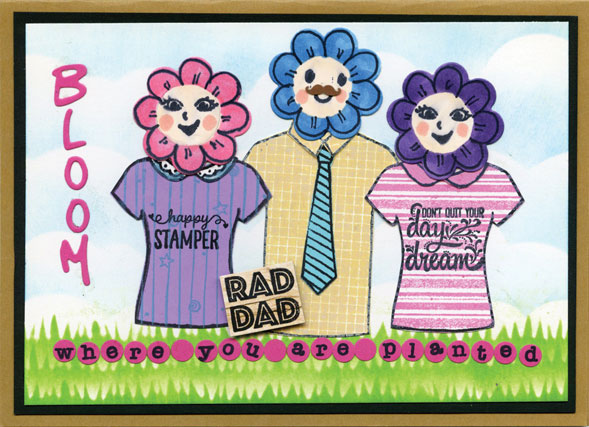 The flower heads dressed in the tee shirts with one also wearing a striped tie