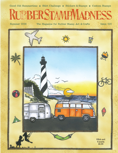 RSM 232 Cover Issue. An orange micro bus pulling a camping trailer in front of a lighthouse at sunset